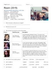 English Worksheet: Movie Worksheet - Room (2015)