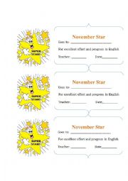 English Worksheet: Student of the Month