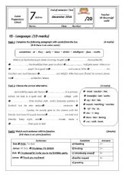 End of semester I test 7th form