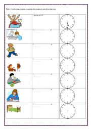 English Worksheet: time & daily activities 