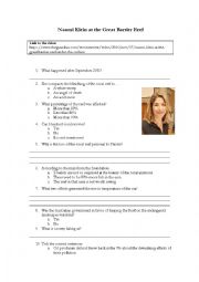 English Worksheet: Listening comprehension: Naomi Klein at the Great Barrier Reef