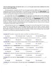 English Worksheet: reading with key