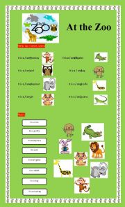 English Worksheet: At the Zoo