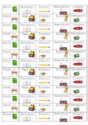 English Worksheet: classroom objects sticker