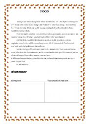 English Worksheet: Food