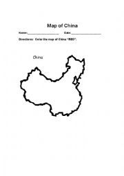 English Worksheet: Map of China