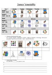 English Worksheet: James timetable