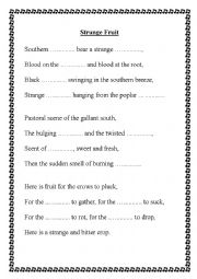 English Worksheet: Strange Fruit Analysis