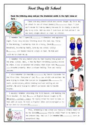 English Worksheet: First Day at School 