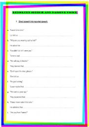 English Worksheet: Reported Speech & Passive Voice: Practice