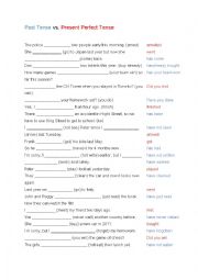 English Worksheet: Past Tense vs. Present Perfect Tense