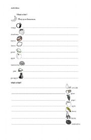 Activities using this and that - vocabulary fruits