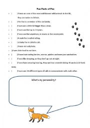 English Worksheet: Fun Facts of Fox