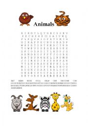 English Worksheet: wordsearch animals