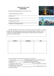 English Worksheet: Famous cities of the world