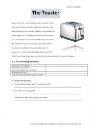 English Worksheet: The Toaster
