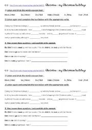 English Worksheet: Christine: my Christmas holidays