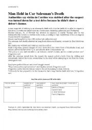 English Worksheet: CRIME ARTICLE WORKSHEET