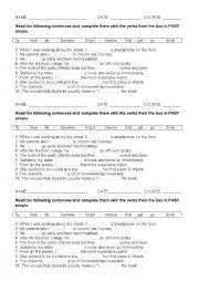 English Worksheet: IRREGULAR VERBS 2