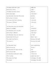 English Worksheet: Listening Practice: Blowing In The Wind