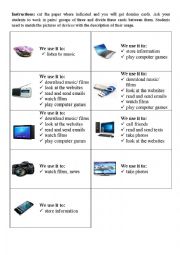 English Worksheet: devices dominoes