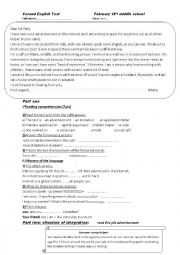 English Worksheet: Acomprehension reading