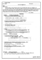 English Worksheet: The first English test