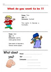 English Worksheet: what do you want to be ?