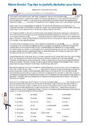 English Worksheet: Marie Kondo CAE article