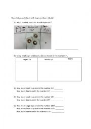 Place value with cups an beans