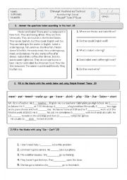 English Worksheet: 9th grades 1st term 3rd exam