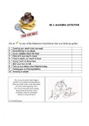 English Worksheet: Detective of manners