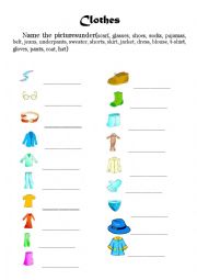 English Worksheet: clothes