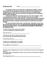 English Worksheet: An American Tail Movie Worksheet