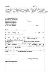 English Worksheet: cover letter writing