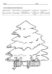 English Worksheet: Decorate the Christmas tree