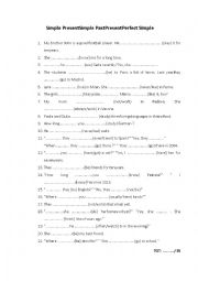 English Worksheet: Choose the right tense: Simple Present / Simple Past / Present Perfect Simple 
