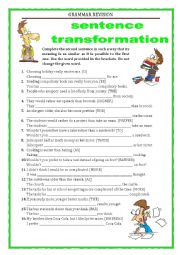 GRAMMAR REVISION - SENTENCE TRANSFORMATION - adjectives - part 4 with key