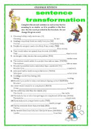 GRAMMAR REVISION - SENTENCE TRANSFORMATION - adjectives - part 4 with key