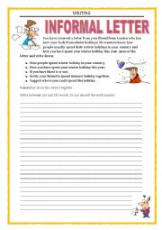 English Worksheet: WRITING - LETTER TO A FRIEND - winter holiday