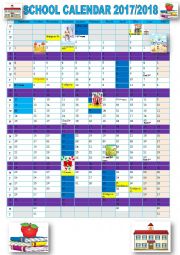 English Worksheet: SCHOOL CALENDAR 2017/2018