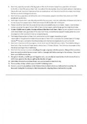 English Worksheet: New York factsheet to go with powerpoint