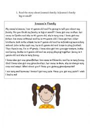 English Worksheet: Joannas Family