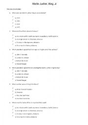 English Worksheet: Martin Luther King Jr