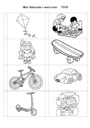 English Worksheet: Mini flashcards + word cards Toys