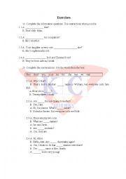 English Worksheet: REVIEW EXERCISES - BASIC 1