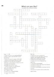 English Worksheet: crossword puzzle
