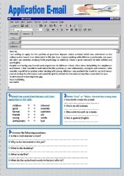 English Worksheet: a letter of application