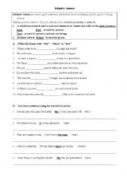 English Worksheet: Relative clauses