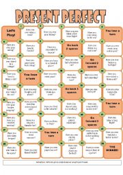 English Worksheet: PRESENT PERFECT BOARD GAME